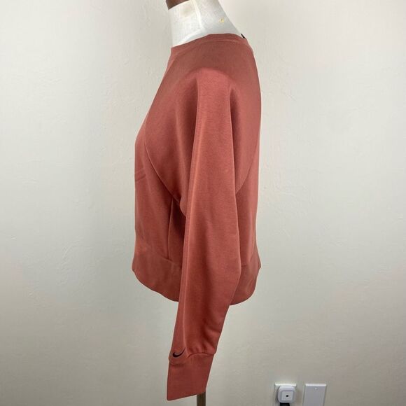 Nike Dri Fit Get Fit Fleece Training Crop Sweatshirt - Burnt Orange - Picture 5 of 7